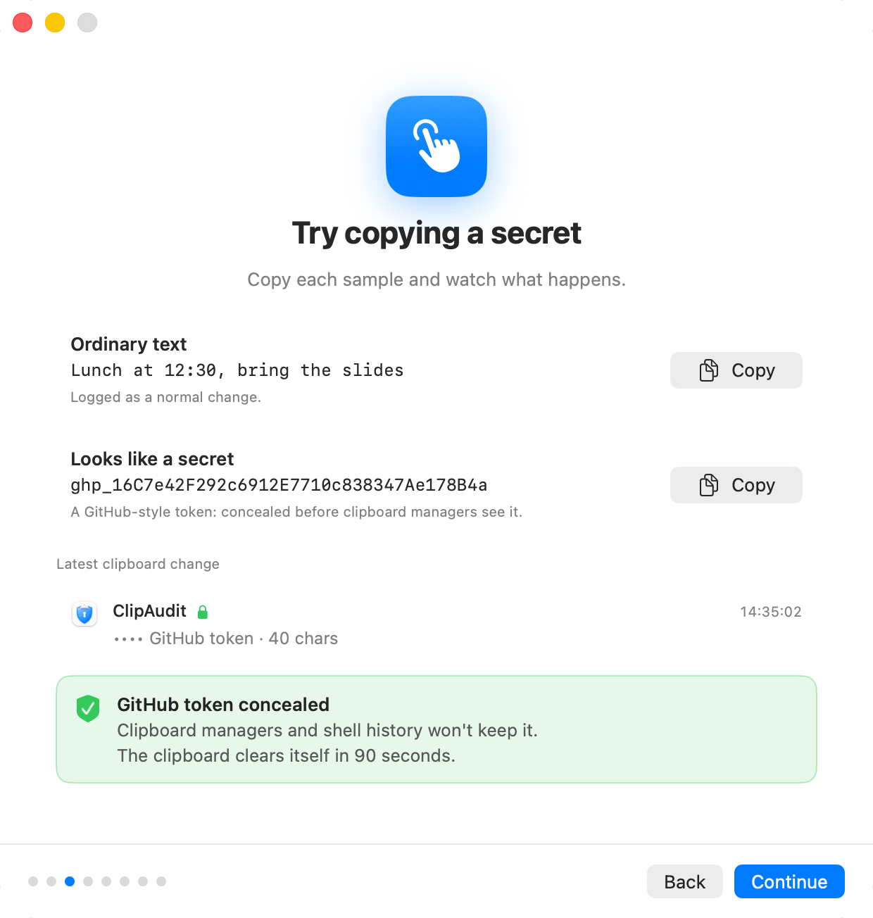 Try copying a secret