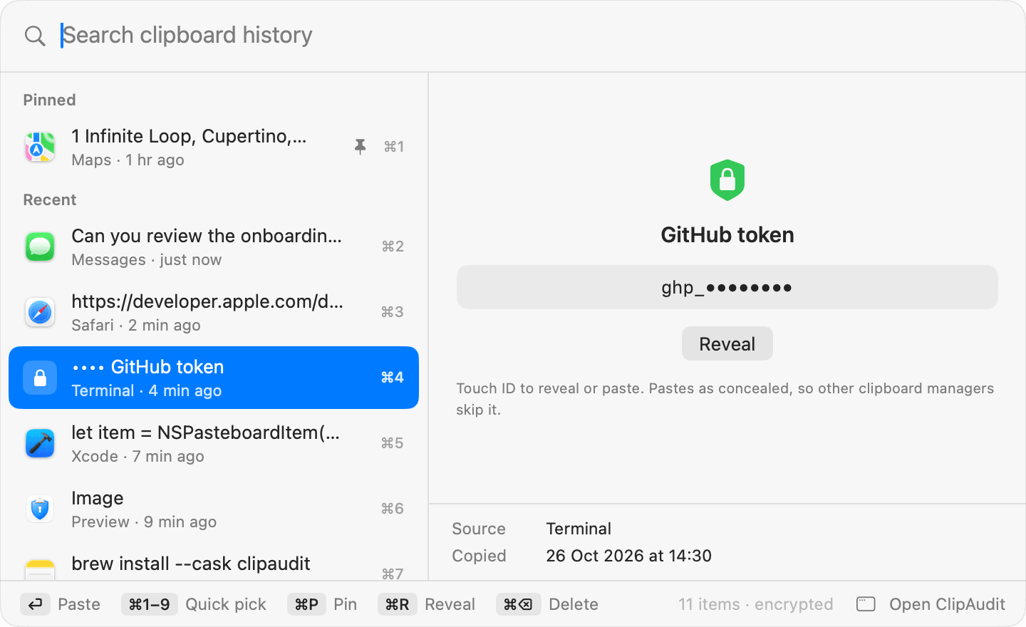 A GitHub token, masked