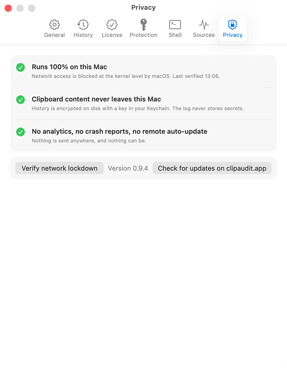 Privacy settings